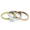 Slickblue Women’s Three-Tone Stackable Stainless Steel Ring with Oblong Clear CZ – size 5-10 - 2 of 4