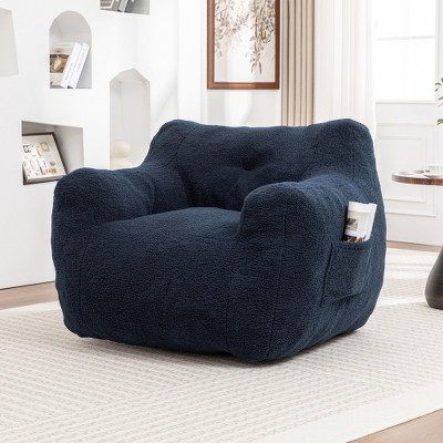 Airsurfer Plush Teddy Bean Bag Armchair - Oversized Cozy Lazy Sofa Chair with High-Density Foam, Ergonomic Sofa for Living Room, Bedroom