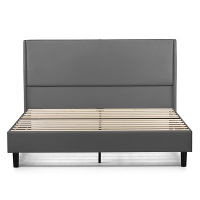 COMHOMA Bed Frame with Type-C & USB, 51" High Headboard Tall, Wood Slat Support