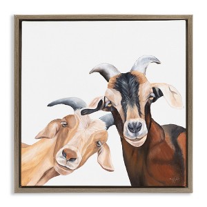 Stupell Industries Happy Goat Smiling Animals Floating Frame Canvas Art, Brown, 18" x 18" - 1 of 4