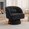 Modern Swivel Barrel Accent Chair, 360 Degree Velvet Upholstered Armchair with Striped Backrest & Plush Padding - 4 of 4