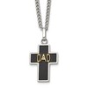 Chisel Stainless Steel Polished 14K Accent Diamond Black Enamel DAD Cross Pendant Necklace Curb Chain 24" - 2 of 4