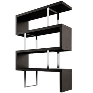 HomeRoots 67" Black And Silver Metal and Wood Three Tier Etagere Bookcase - 1 of 4