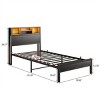 Platform Bed, Metal Wood Frame with LED Headboard Storage & USB Charging, No Box Spring Required - Baofuwish - 4 of 4