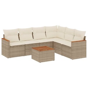 vidaXL Garden Sofa Set Beige - 1 of 4