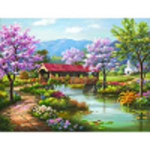 Sunsout Covered Bridge in Spring 300 pc   Jigsaw Puzzle 36604 - 1 of 4