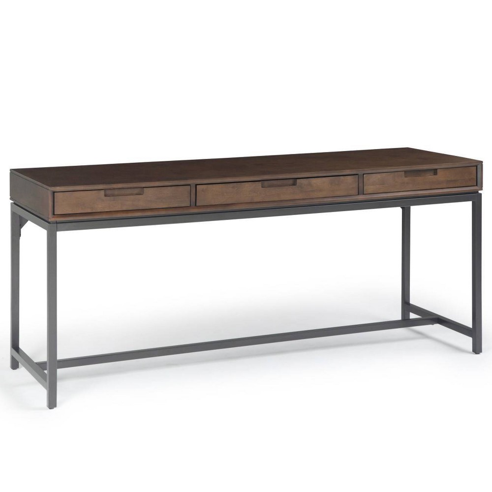 Photos - Office Desk 72" Devlin Mid-Century Solid Wood Writing Desk with Drawers Walnut Brown 