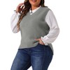 Agnes Orinda Women's Plus Size V Neck Knit Solid Classic Sleeveless Pullover Sweater Vest - 2 of 4