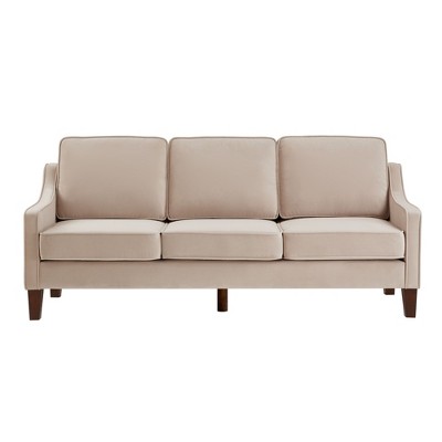NicBex 74"Modular Sectional Sofa Couch with Soft Cushion Modern Upholstered Velvet 3-Seater Sofa with Wood Legs for Living Room,Apartment