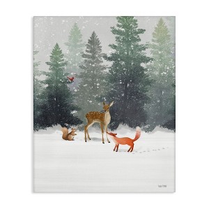 Stupell Industries Winter Season Forest Animals Canvas Art, 16" x 20" - 1 of 4
