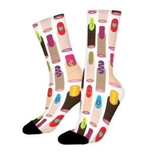 Japanese Fashion Nail Polish Women Printed Crew Socks Funny Funky Socks Soft Polyester Novelty Gifts for Artists Men - 1 of 1