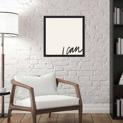 I Can Black and White Typography Canvas Print 16 x 16