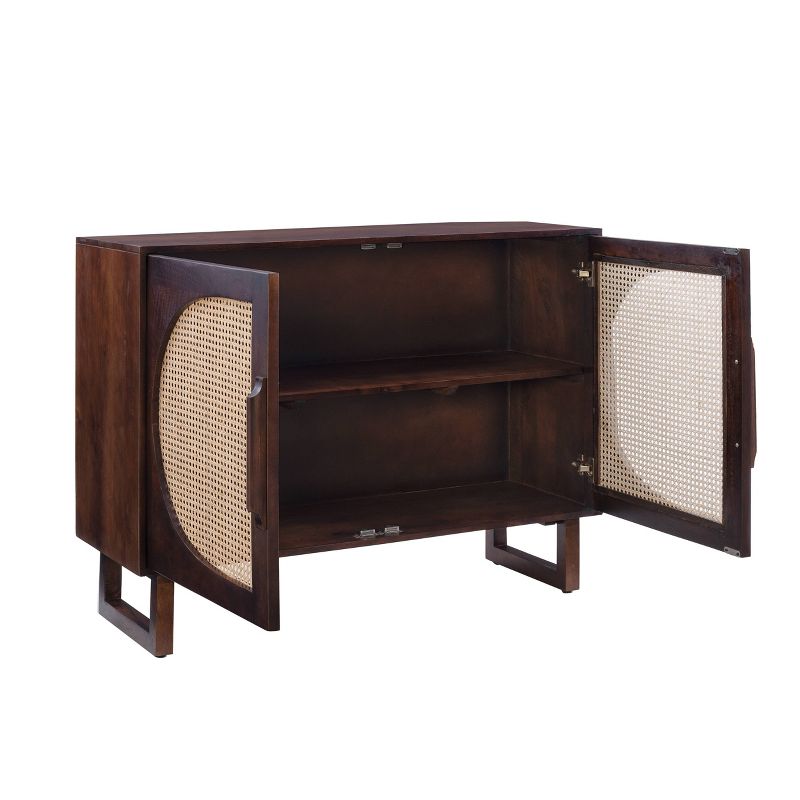 46&#34; Leilani Mid-Century Modern Cane Front Console Solid Wood 2 Door Storage Brown - Powell, 5 of 16