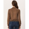 INSPIRE CHIC Women's Faux Suede Cropped Stand Collar Zip-Up Bomber Jackets - 3 of 4