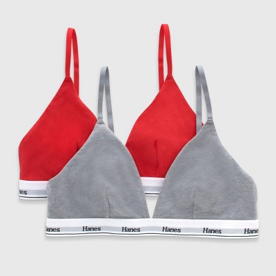 Hanes Originals Women's 2pk Stretch Triangle Bralette Mho102