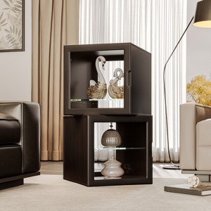 ATJafurn Dual-Sided Glass Display Cabinet, Curio Cabinet for Collectibles, Glass Decor Case with Adjustable Shelves for Showcase Living Room - 1 of 4