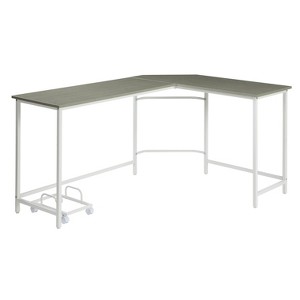 Vynxaria Oak & Black L-Shaped Computer Desk - Space-Saving Design for Modern Workspaces - 1 of 4