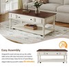 CAVINAS Farmhouse Style 2-Tier Retro Wood Coffee Table with Lockable Wheels,Rectangular Center Table for Living Room,Living Room Furniture - 3 of 4