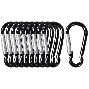 Unique Bargains Travel Camping Hiking Aluminum Clip Hook D-Ring Keychain Carabiner 10 Pcs Black - 1 of 4