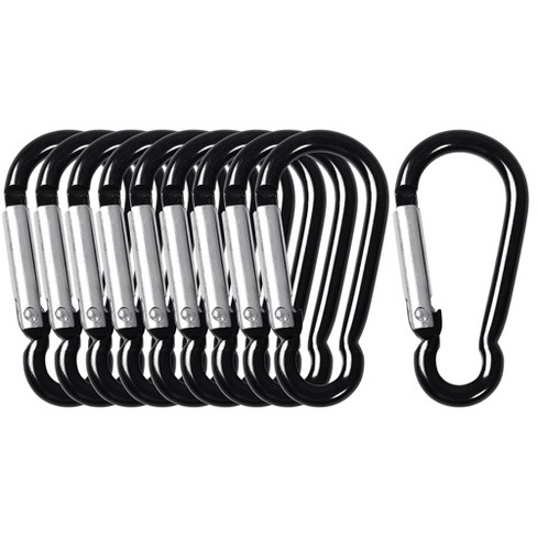 Unique Bargains Travel Camping Hiking Aluminum Clip Hook D-ring Keychain  Carabiner 10 Pcs Black : Target
