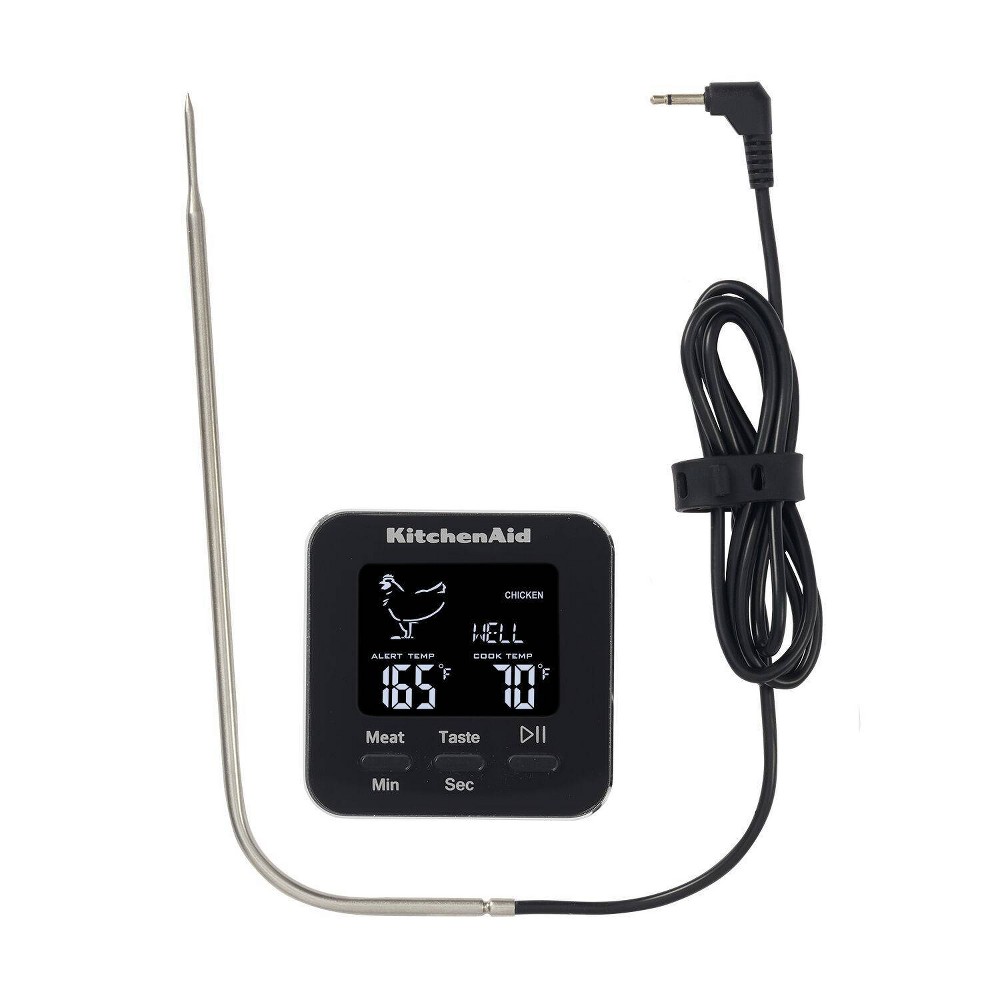 Photos - Cooking Probe & Thermometer KitchenAid Programmable Wired Probe Kitchen Thermometer & Timer: Digital Food & Meat Thermometer, Black, -4 to 482°F 