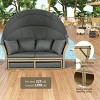 63.4" Outdoor Rattan Patio Daybed with Retractable Canopy and Cushions, Wicker Convertible Loveseat for Backyard or Poolside -3irtyhousy - 3 of 4