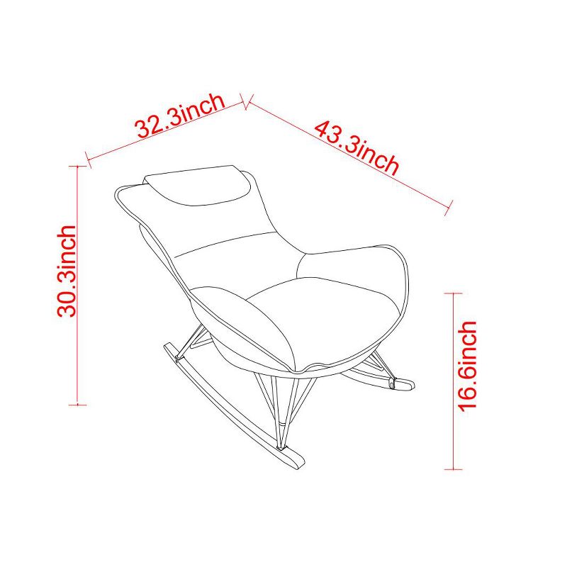 32.3" Modern Rocking Chair, Leisure Sofa Chair, Comfy and Breathable Chair for Balcony & Living Room 4A - ModernLuxe, 3 of 11
