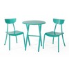 3-Piece Outdoor Iron Bistro Set for Backyard Garden in Teal - 3 of 4