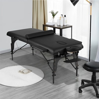 Black Hardwood Portable Massage Table with Adjustable Height