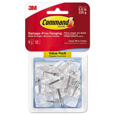 Command Clear Hooks & Strips Plastic/Wire Small 9 Hooks w/12 Adhesive Strips per Pack 17067CLR9ES