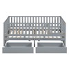YOOCOZZ Twin Size Wooden Daybed with Fence Guardrails and 2 Storage Drawers, Convertible into an Independent Floor Bed and Daybed - 2 of 4