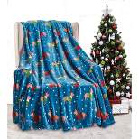 Christmas Dogs Microplush All Season Throw Blanket 50" X 60" Multicolor by Plazatex