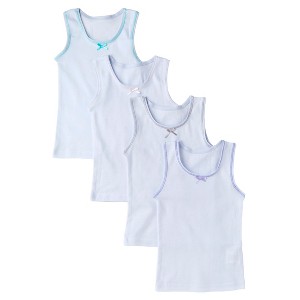 Sportoli Girls Ultra Soft 100% Cotton Tagless Tank Undershirts 4-Pack - 1 of 4