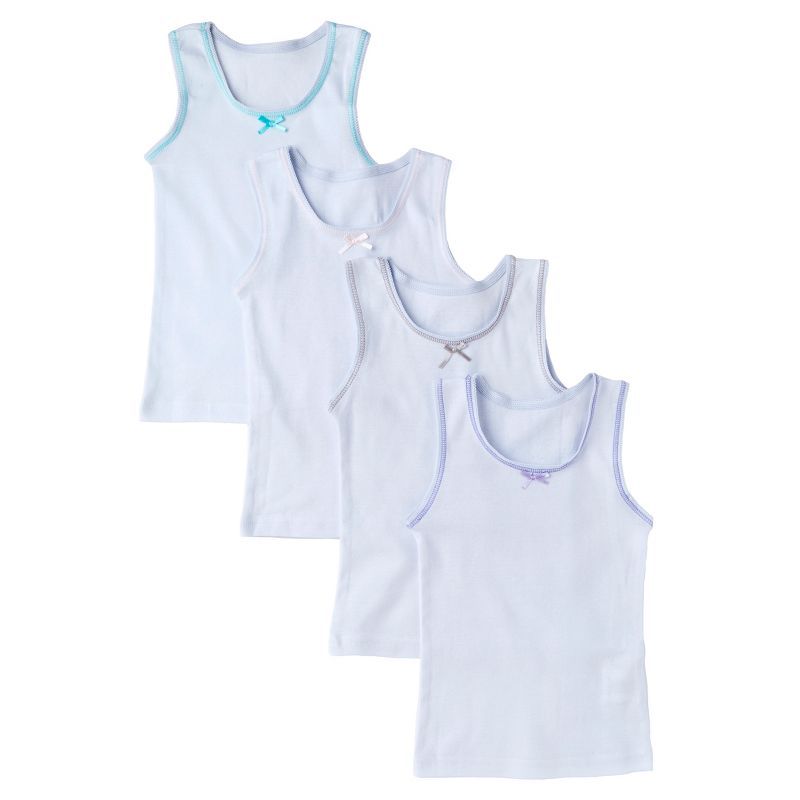 Sportoli Girls Ultra Soft 100% Cotton Tagless Tank Undershirts 4-Pack, 1 of 7