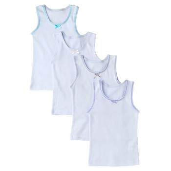 Sportoli Girls Ultra Soft 100% Cotton Tagless Tank Undershirts 4-Pack