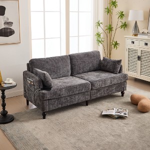 CAVINAS Chenille Sofa Bed with LED light and USB Charging Port,Upholstered Loveseat Sofa with Storage Bag for Living Room,Bedroom - 1 of 4