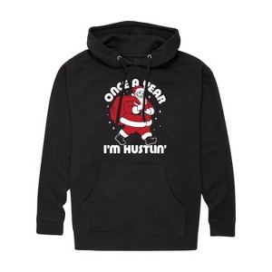 Men's - Instant Message - Once A Year Hustlin Santa Christmas Graphic Fleece Pullover Hoodie - 1 of 4