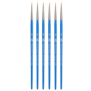 Princeton Select Artiste Round Brush, Synthetic Bristles, Short Handle Mixed Media Paintbrush, Jewel Blue, Size 0, Pack of 6 - 1 of 4