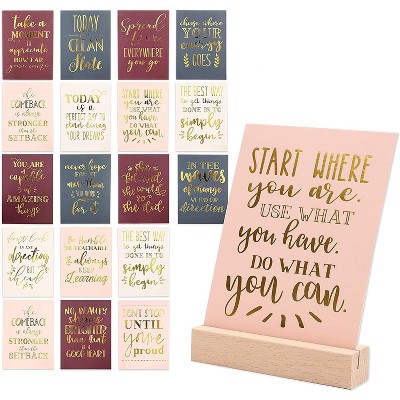 Inspirational Desk Art, Cards with Wooden Stand (21 Pieces)