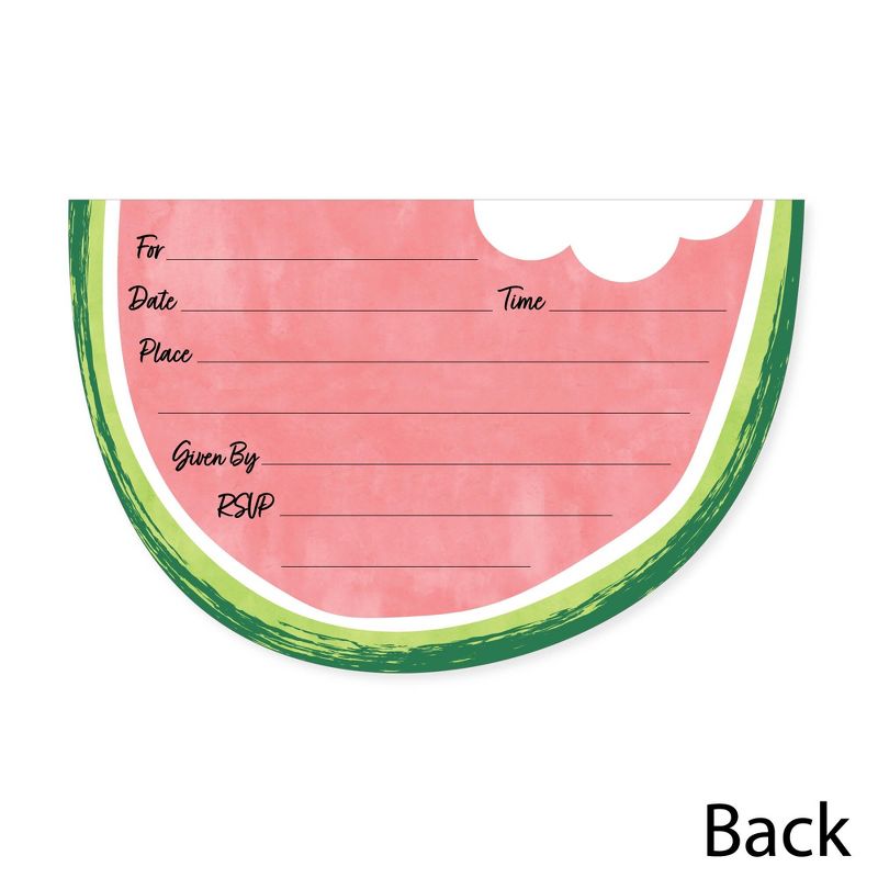 Big Dot of Happiness Sweet Watermelon - Shaped Fill-In Invitations - Fruit Party Invitation Cards with Envelopes - Set of 12, 5 of 8