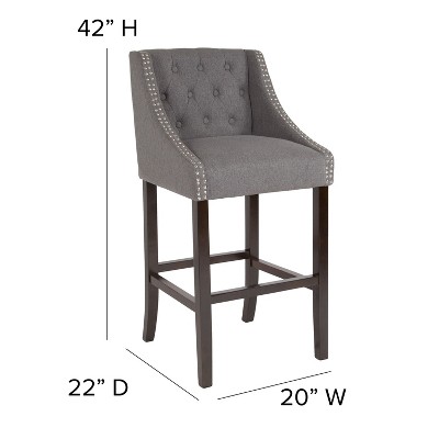 Elegant Saddle-Style 32" Dark Gray and Walnut Leather Barstool