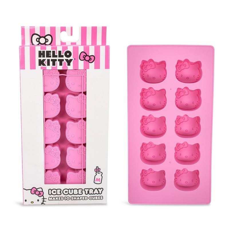 Silver Buffalo Sanrio Hello Kitty Silicone Mold Ice Cube Tray | Makes 10 Cubes, 1 of 9