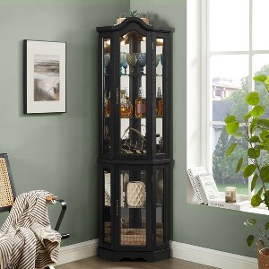 Lyngins Corner Storage Cabinet with Bulb,Bathroom Cabinet with Tempered Glass Doors and Shelves for Living Room,Bathroom - 1 of 4