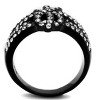 Slickblue Women’s Ornate Pave Ring, Black Stainless Steel with Clear Synthetic Crystals, Modern Style, Size 5–10 - 3 of 4