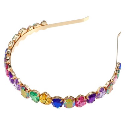 Unique Bargains Women's Metal Drip Shape Colorful Rhinestone Faux Crystal headband 1 Pc