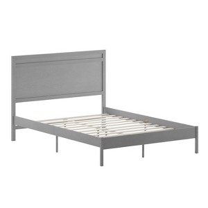 Taylor & Logan Queen Amara Wooden Platform Bed with Headboard Gray - 1 of 4