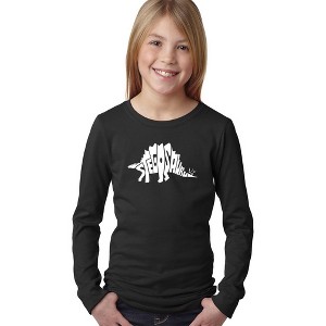 LA Pop Art Girl's Word Art Long Sleeve - STEGOSAURUS - 1 of 4