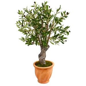Nearly Natural 3-ft Olive Artificial Tree in Terracotta Planter - 1 of 1