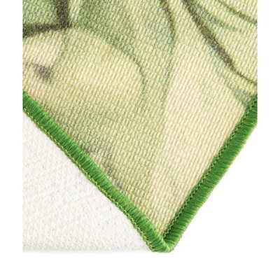 Beige and Green Oval Floral Synthetic Outdoor Rug