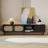 KIGFTSOD 70" TV Stand for TVs up to 80" – Mid Century Modern Entertainment Center with Rattan Doors, 2 Drawers & Open Shelf, Living Room - 3 of 4